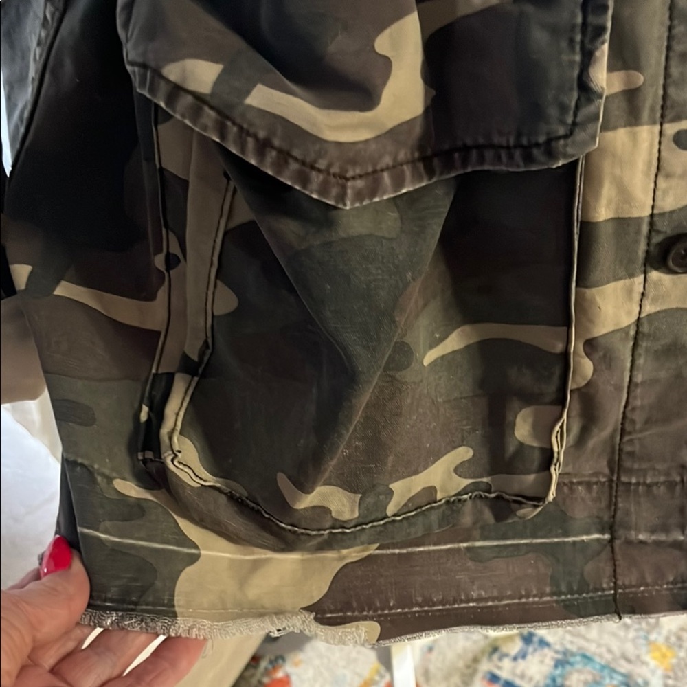 Frame Denim Utility Jacket Green and Tan Military-Inspired - Picture 8 of 15